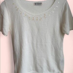 Vintage white beaded t-shirt.